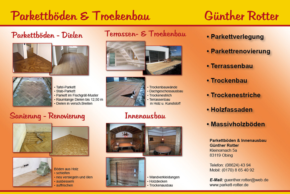 Parkettböden und Trockenbau Günther Rotter in Obing im Chiemgau